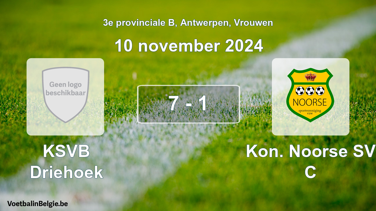Gespeelde wedstrijd vrouwenvoetbal: KSVB Driehoek - Kon. Noorse SV C 7 - 1 (10 november 2024)