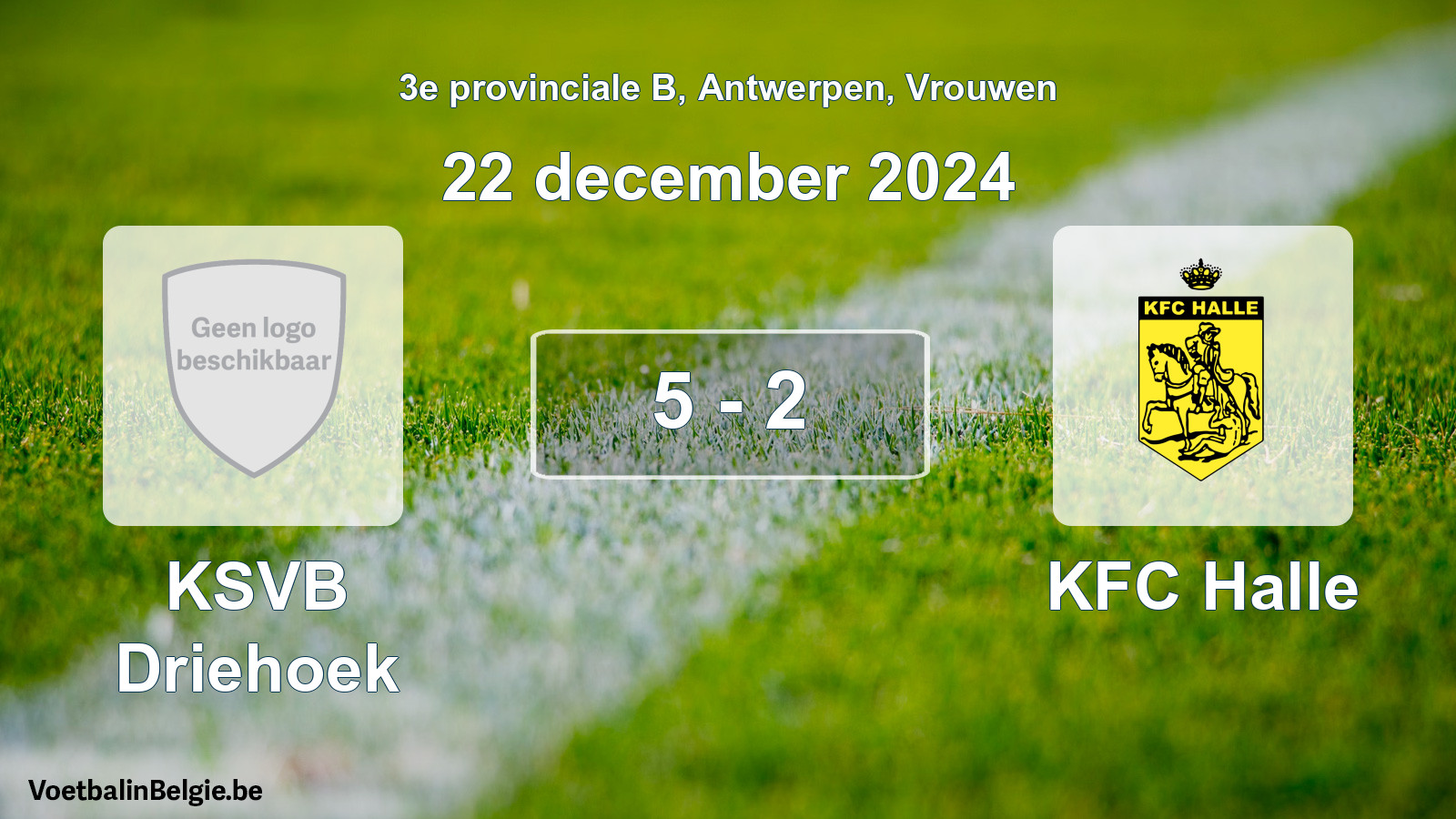 Gespeelde wedstrijd vrouwenvoetbal: KSVB Driehoek - KFC Halle 5 - 2 (22 december 2024)