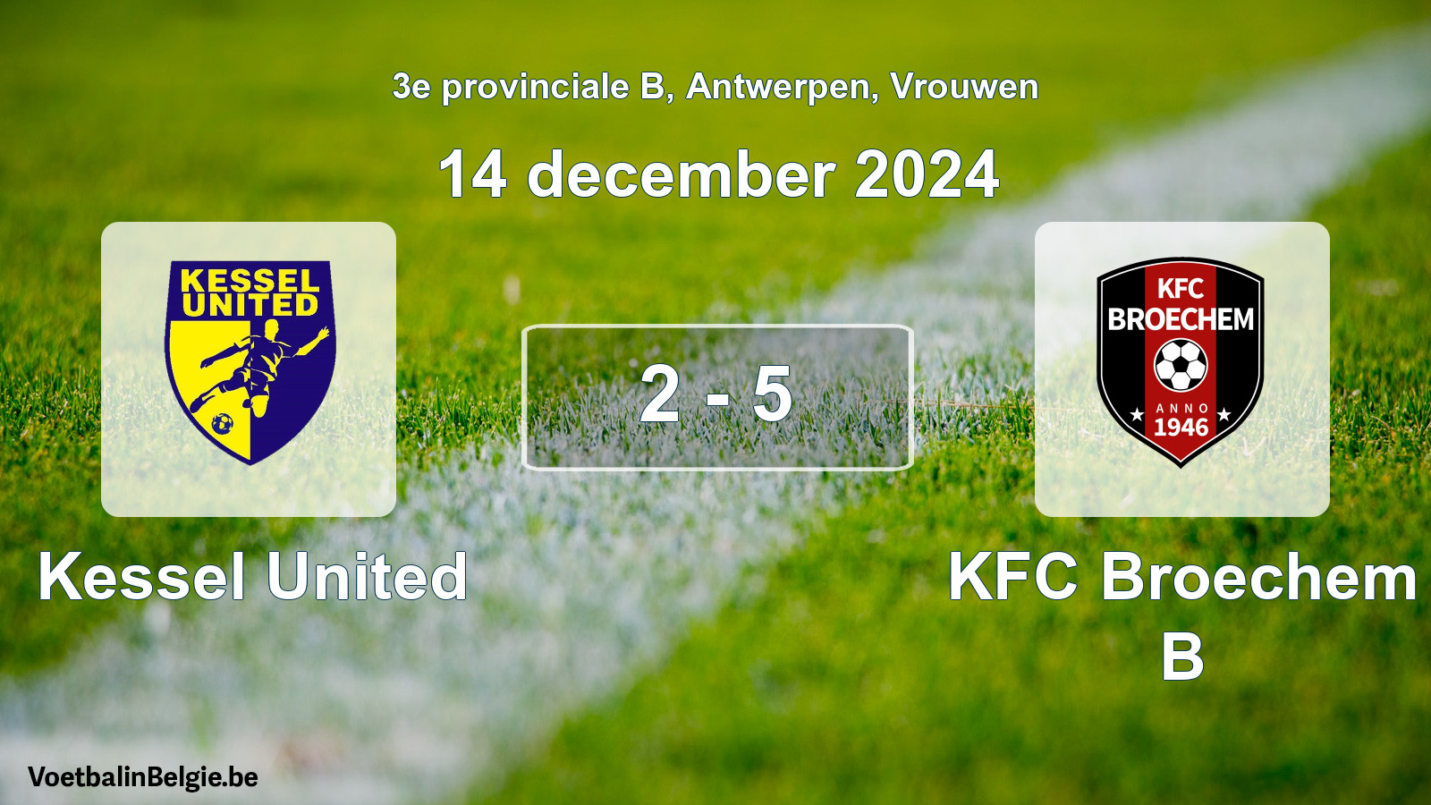 Gespeelde wedstrijd vrouwenvoetbal: Kessel United - KFC Broechem B 2 - 5 (14 december 2024)