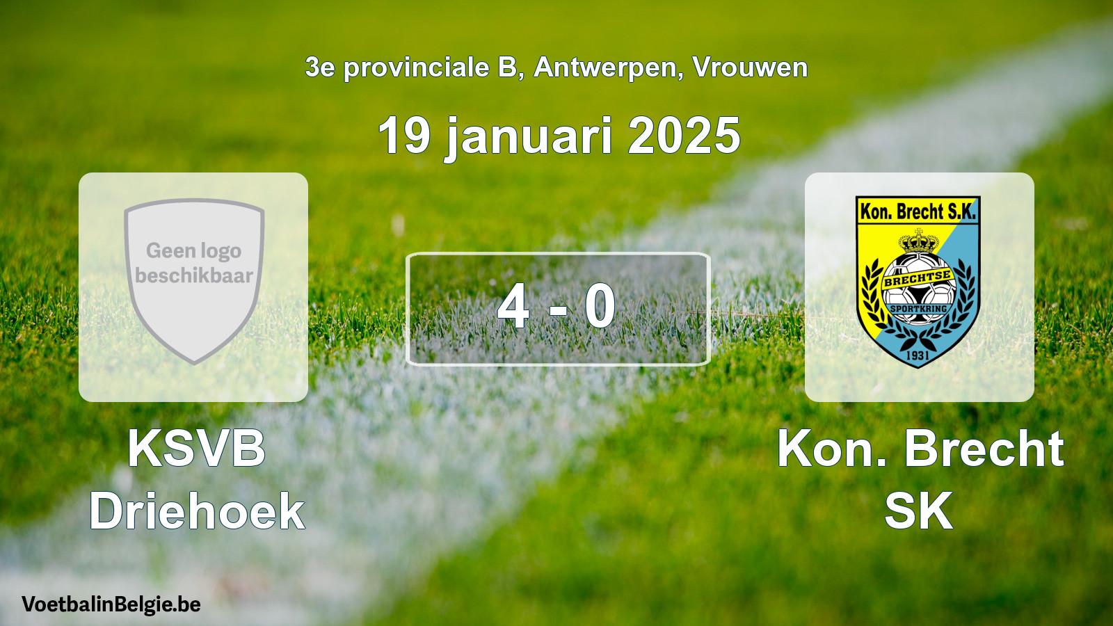 Gespeelde wedstrijd vrouwenvoetbal: KSVB Driehoek - Kon. Brecht SK 4 - 0 (19 januari 2025)