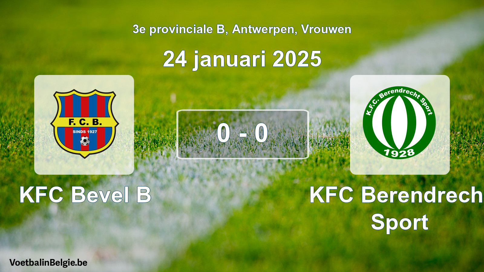 Gespeelde wedstrijd vrouwenvoetbal: KFC Bevel B - KFC Berendrecht Sport 0 - 0 (24 januari 2025)