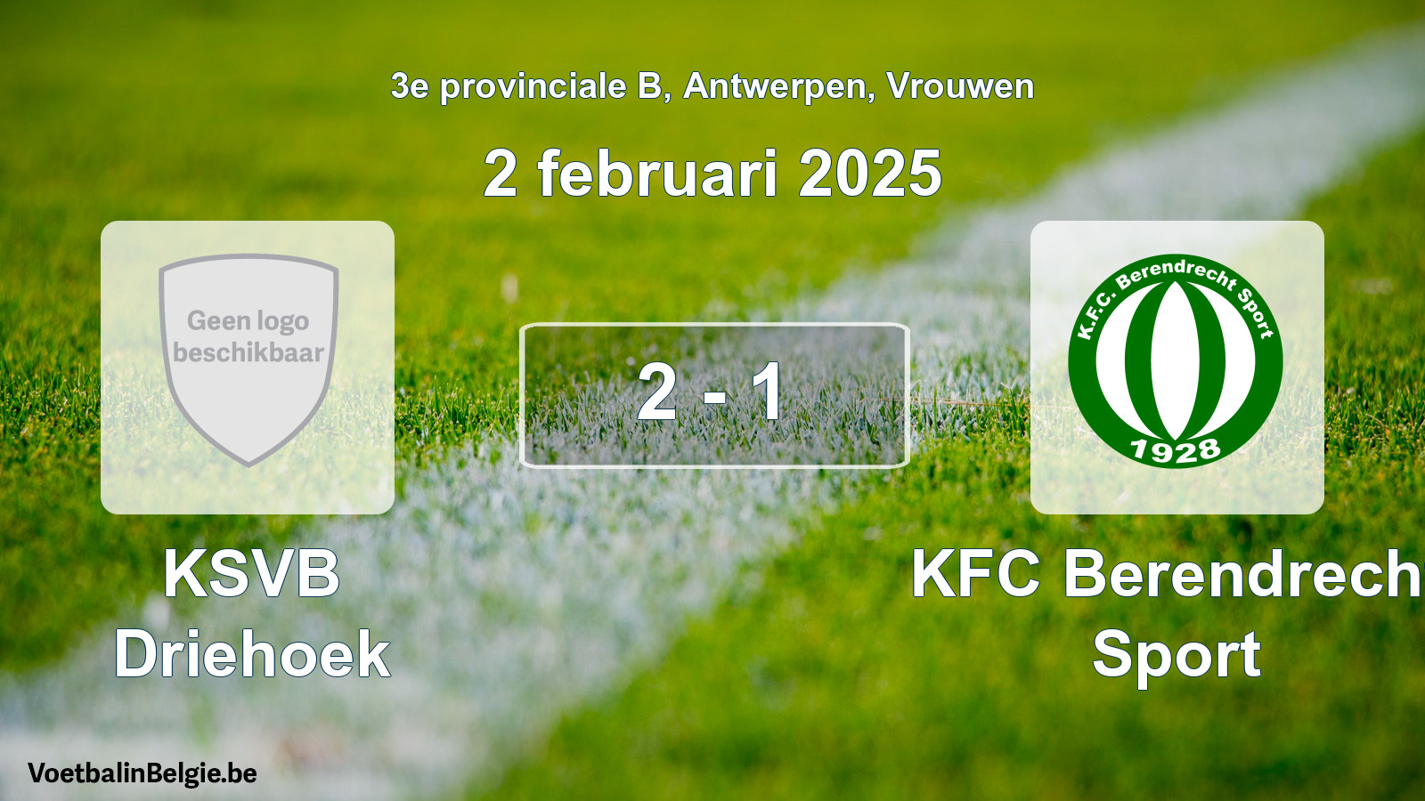 Gespeelde wedstrijd vrouwenvoetbal: KSVB Driehoek - KFC Berendrecht Sport 2 - 1 (2 februari 2025)