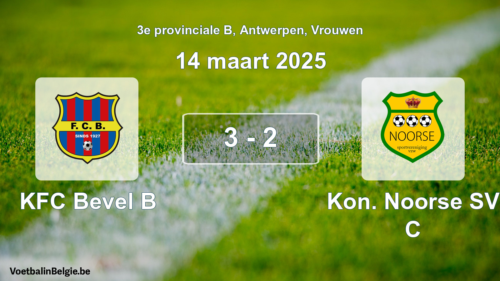 Gespeelde wedstrijd vrouwenvoetbal: KFC Bevel B - Kon. Noorse SV C 3 - 2 (14 maart 2025)