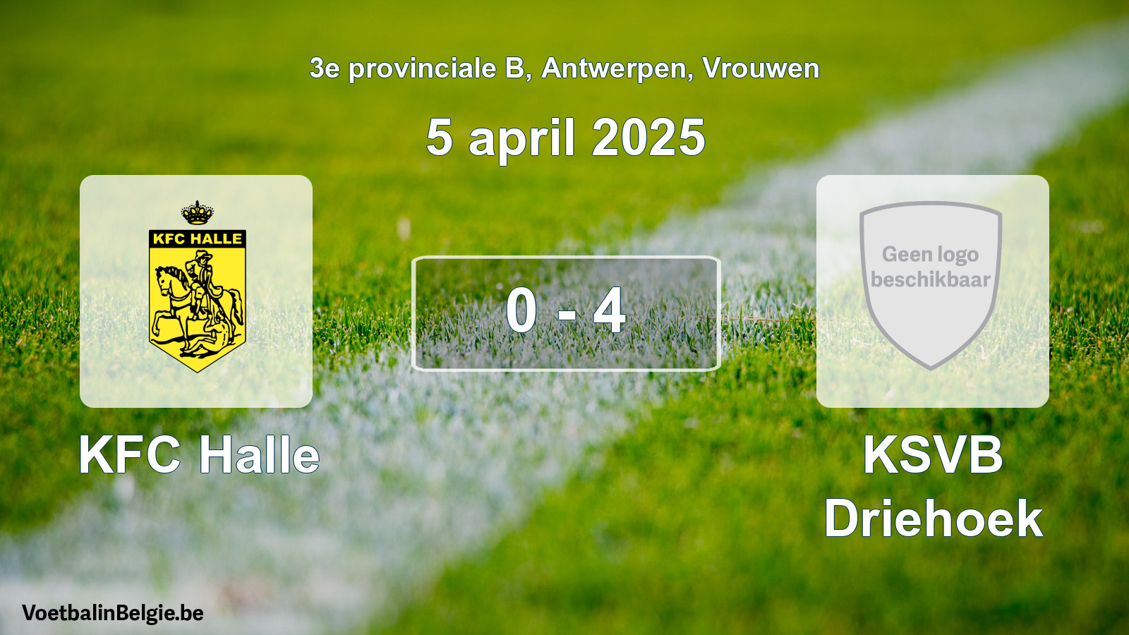 Gespeelde wedstrijd vrouwenvoetbal: KFC Halle - KSVB Driehoek 0 - 4 (5 april 2025)