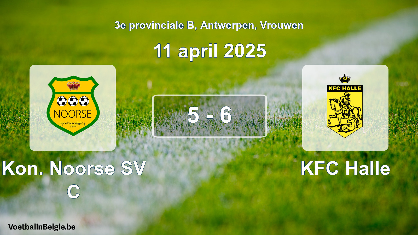 Gespeelde wedstrijd vrouwenvoetbal: Kon. Noorse SV C - KFC Halle 5 - 6 (11 april 2025)
