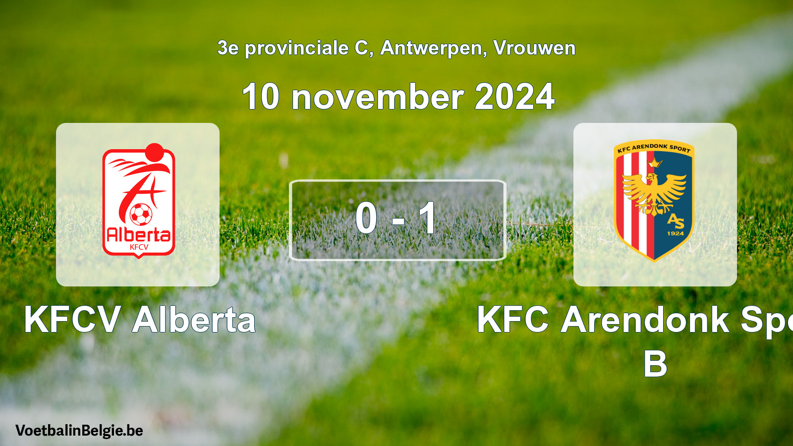 Gespeelde wedstrijd vrouwenvoetbal: KFCV Alberta - KFC Arendonk Sport B 0 - 1 (10 november 2024)