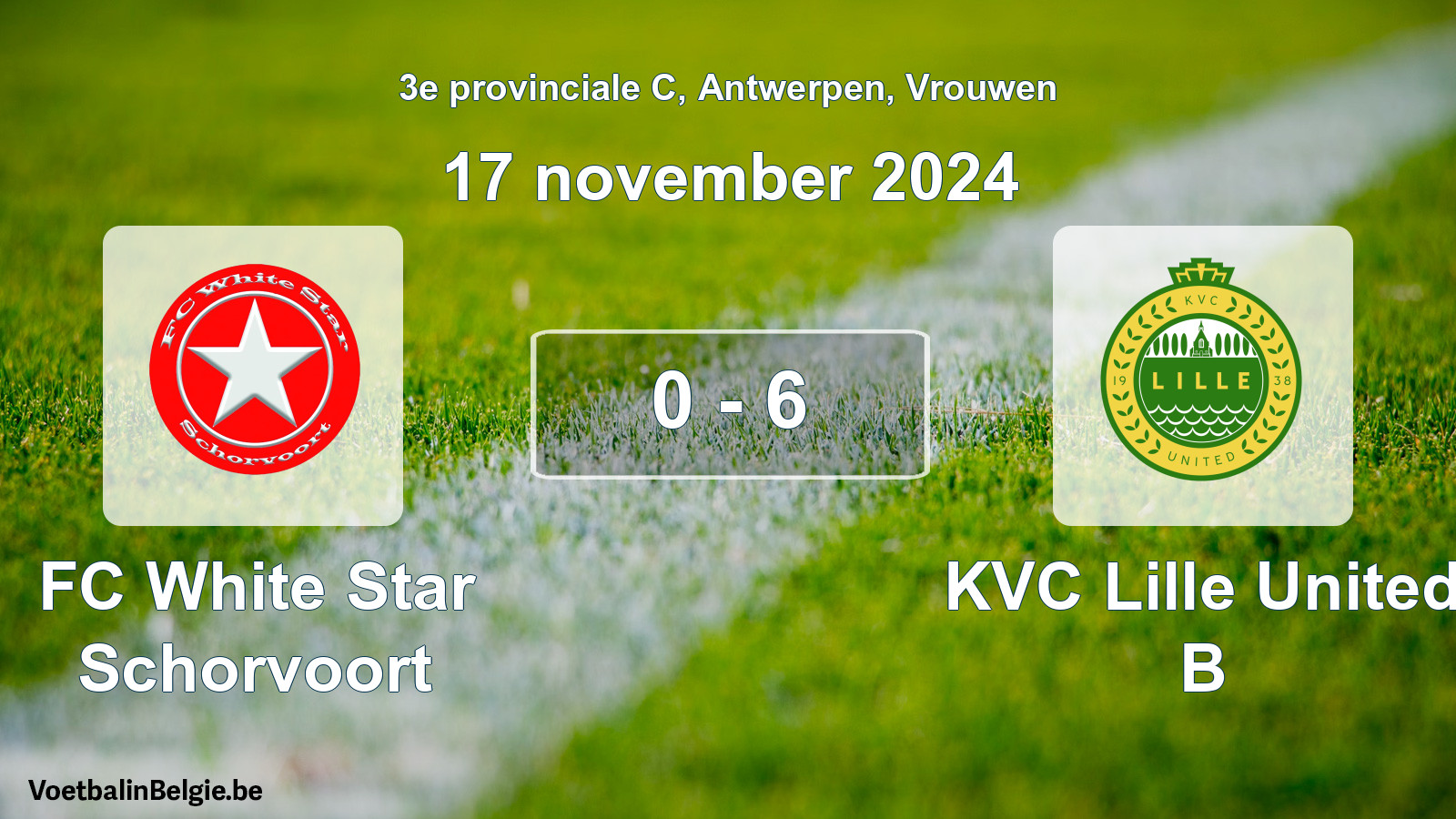 Gespeelde wedstrijd vrouwenvoetbal: FC White Star Schorvoort - KVC Lille United B 0 - 6 (17 november 2024)