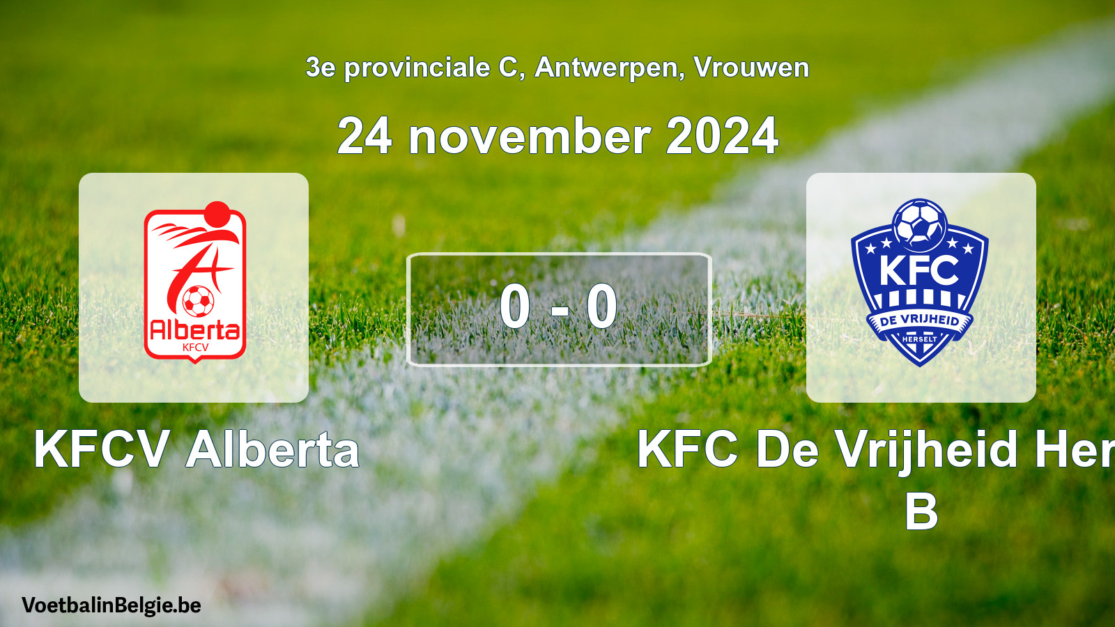Gespeelde wedstrijd vrouwenvoetbal: KFCV Alberta - KFC De Vrijheid Herselt B 0 - 0 (24 november 2024)