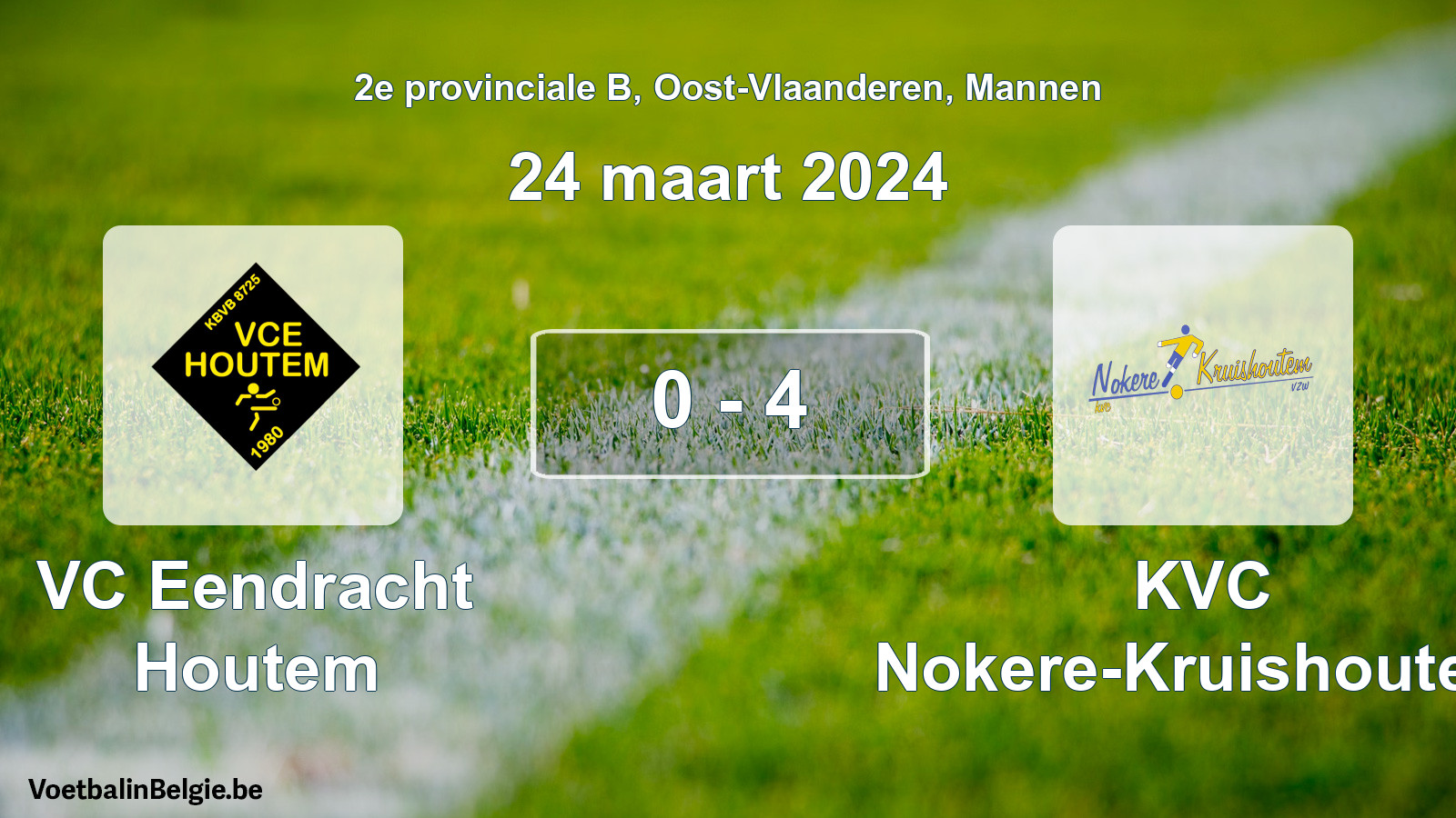 Gespeelde wedstrijd mannenvoetbal: VC Eendracht Houtem - KVC Nokere-Kruishoutem 0 - 4 (24 maart 2024)