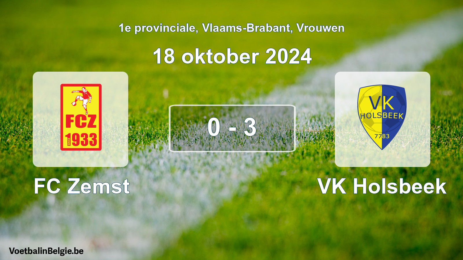 Gespeelde wedstrijd vrouwenvoetbal: FC Zemst - VK Holsbeek 0 - 3 (18 oktober 2024)