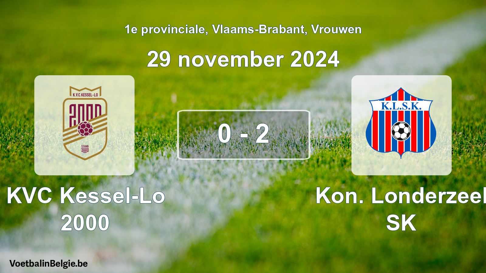 Gespeelde wedstrijd vrouwenvoetbal: KVC Kessel-Lo 2000 - Kon. Londerzeel SK 0 - 2 (29 november 2024)