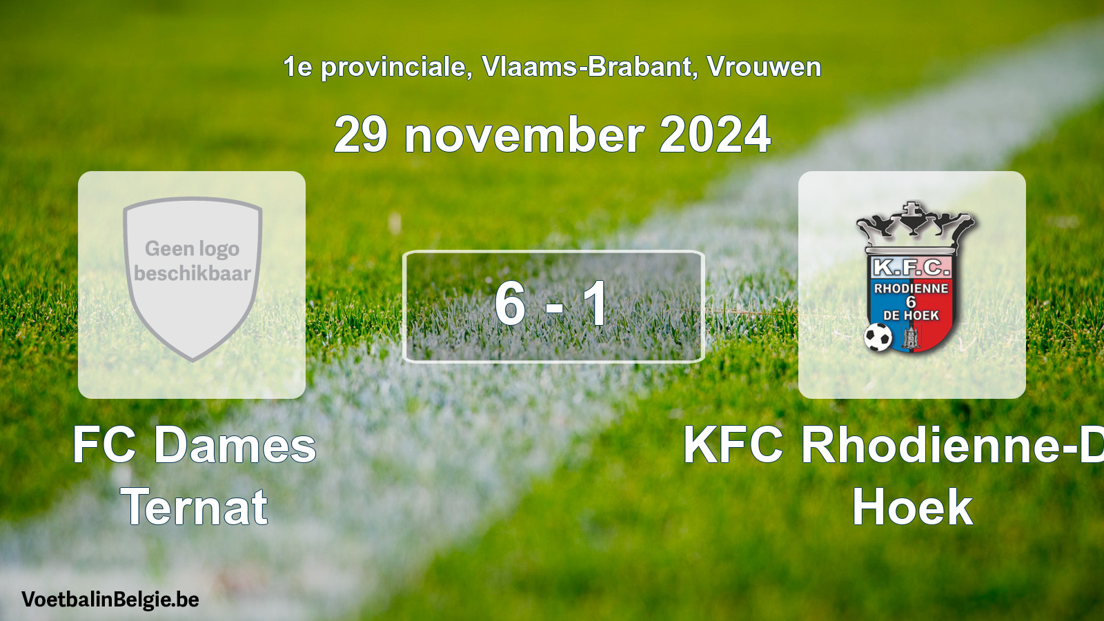 Gespeelde wedstrijd vrouwenvoetbal: FC Dames Ternat - KFC Rhodienne-De Hoek 6 - 1 (29 november 2024)