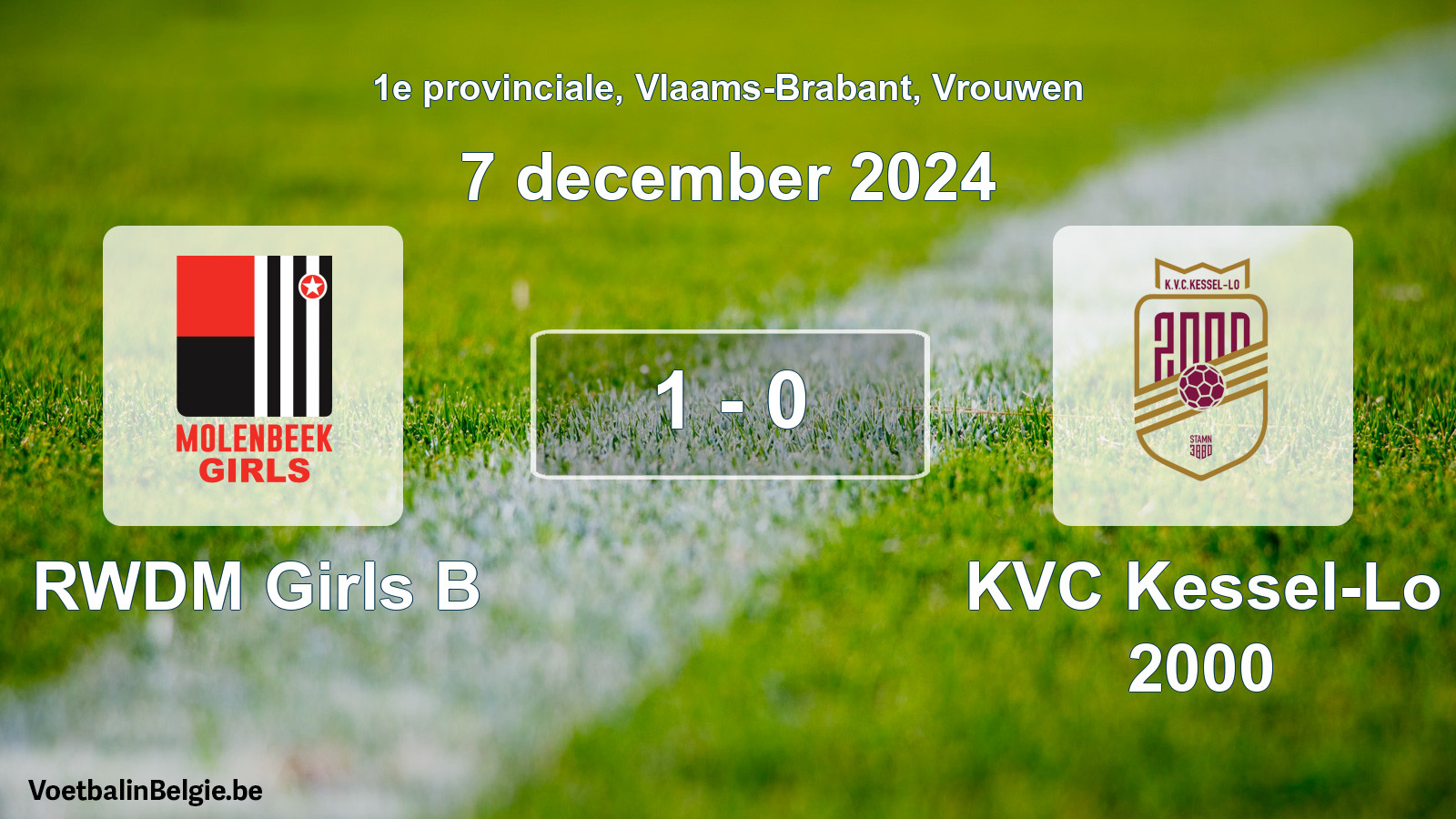 Gespeelde wedstrijd vrouwenvoetbal: RWDM Girls B - KVC Kessel-Lo 2000 1 - 0 (7 december 2024)