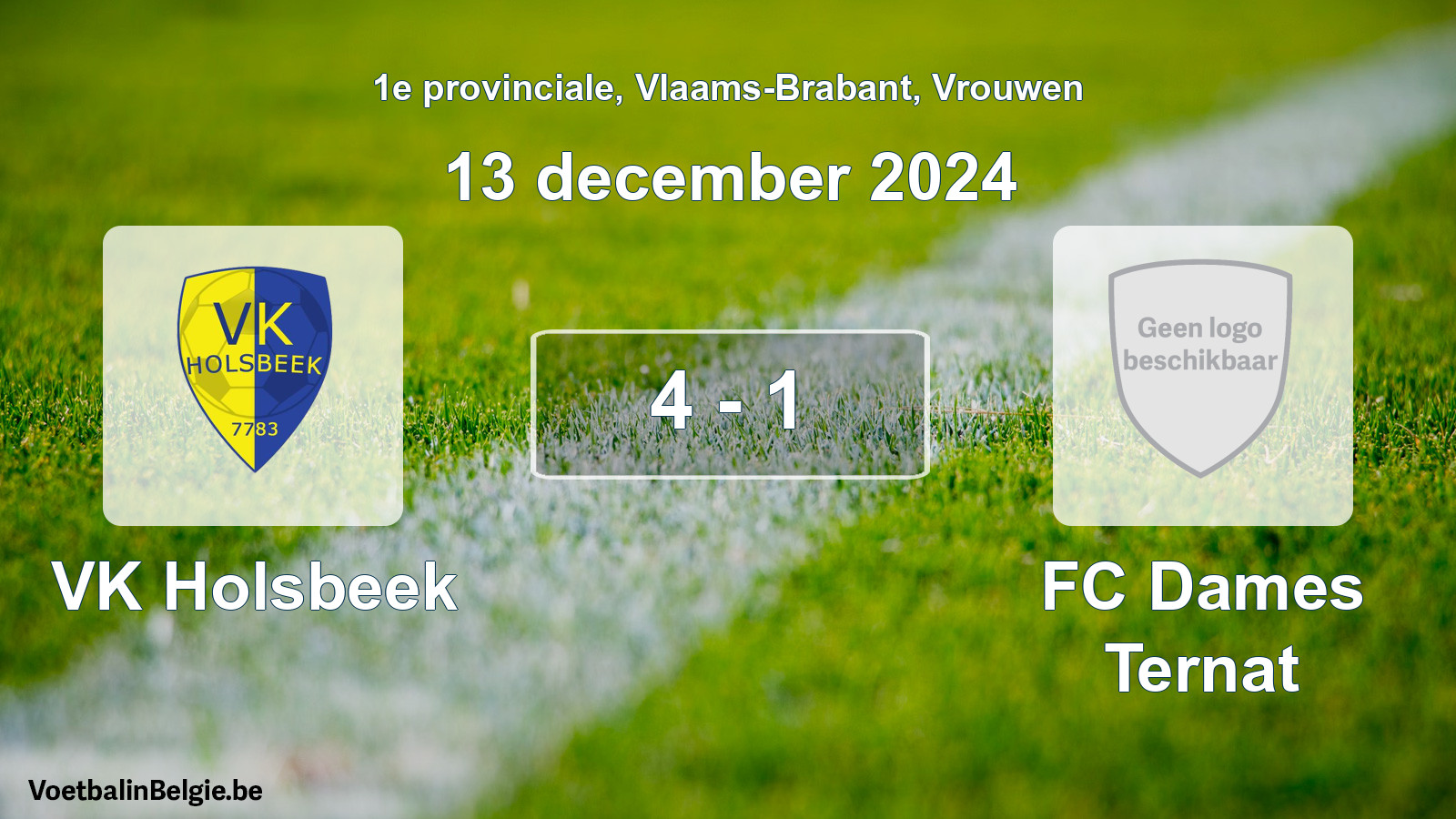 Gespeelde wedstrijd vrouwenvoetbal: VK Holsbeek - FC Dames Ternat 4 - 1 (13 december 2024)