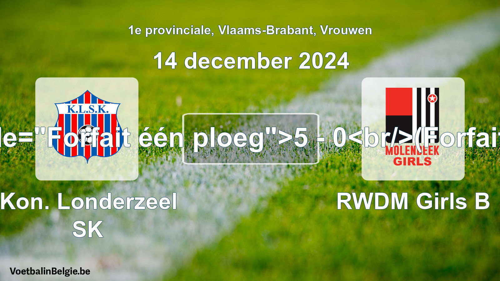 Forfait gegeven: Kon. Londerzeel SK - RWDM Girls B 5 - 0 (14 december 2024)