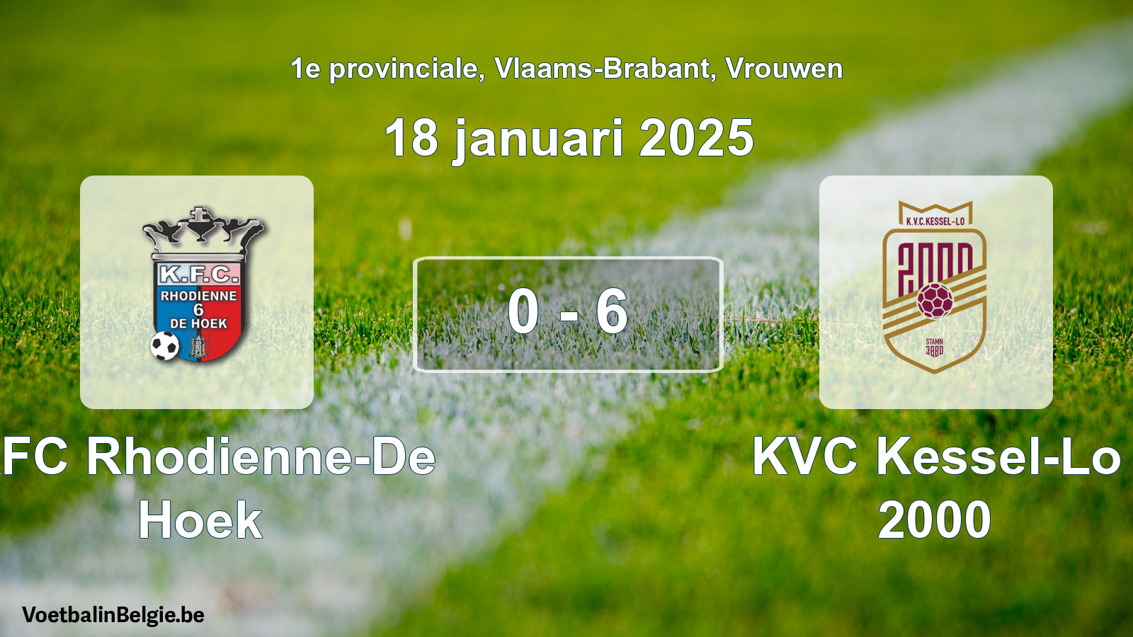 Gespeelde wedstrijd vrouwenvoetbal: KFC Rhodienne-De Hoek - KVC Kessel-Lo 2000 0 - 6 (18 januari 2025)