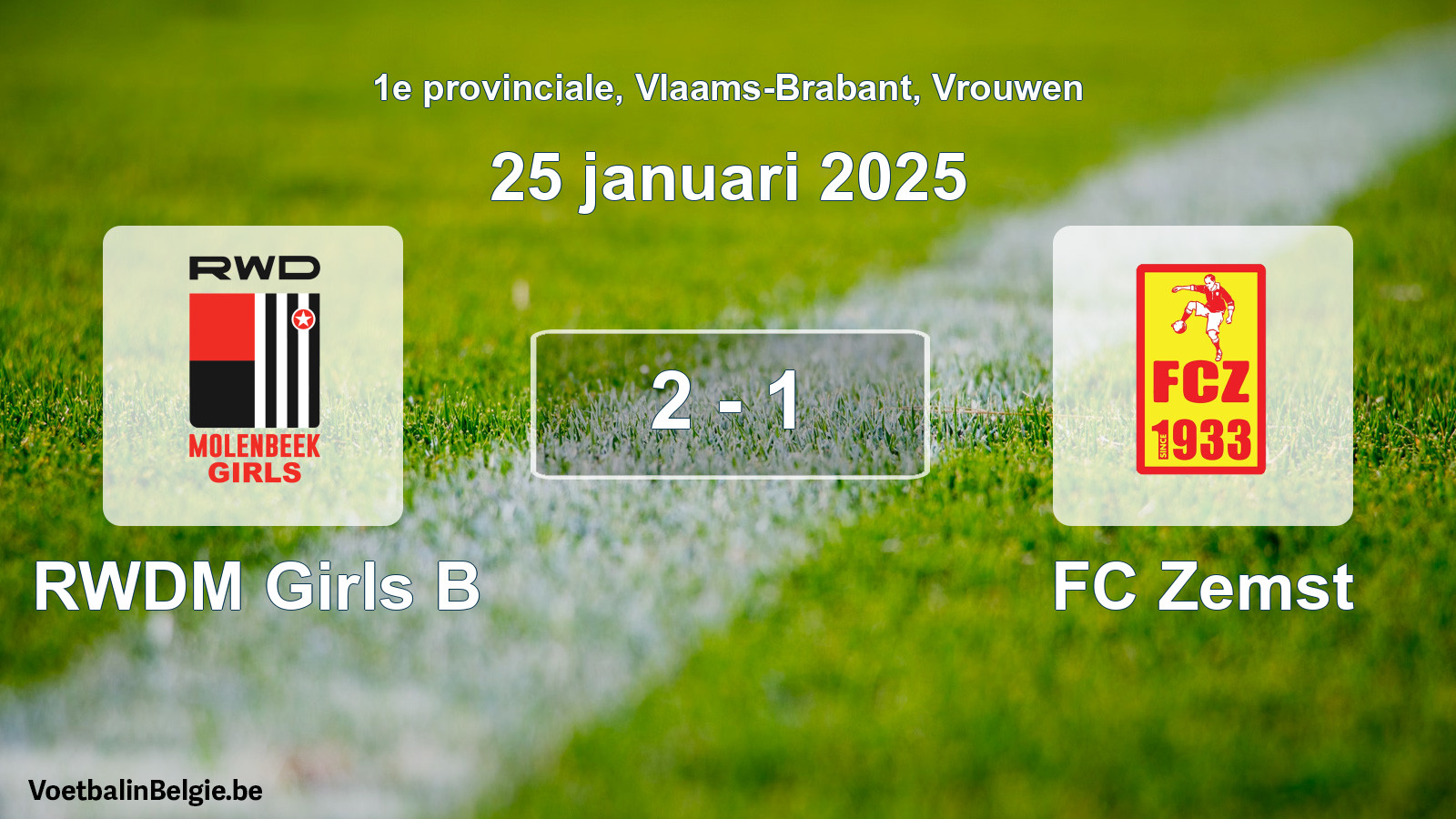 Gespieltes Spiel frauen-Fußball: RWDM Girls B - FC Zemst 2 - 1 (25 Januar 2025)