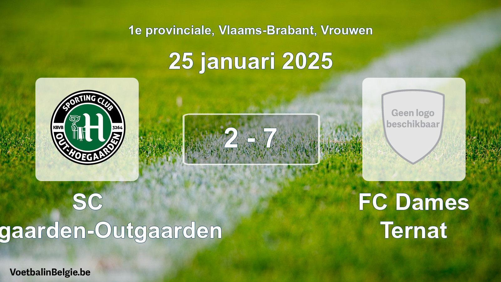 Gespeelde wedstrijd vrouwenvoetbal: SC Hoegaarden-Outgaarden - FC Dames Ternat 2 - 7 (25 januari 2025)