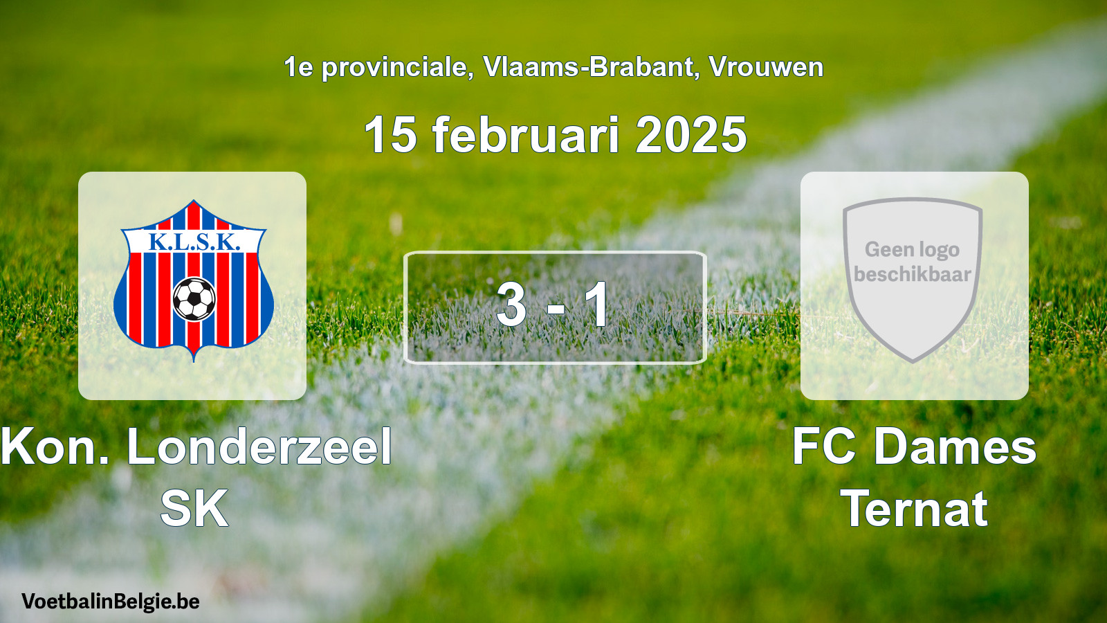 Gespeelde wedstrijd vrouwenvoetbal: Kon. Londerzeel SK - FC Dames Ternat 3 - 1 (15 februari 2025)