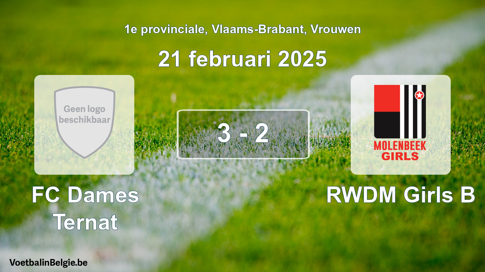 Gespeelde wedstrijd vrouwenvoetbal: FC Dames Ternat - RWDM Girls B 3 - 2 (21 februari 2025)