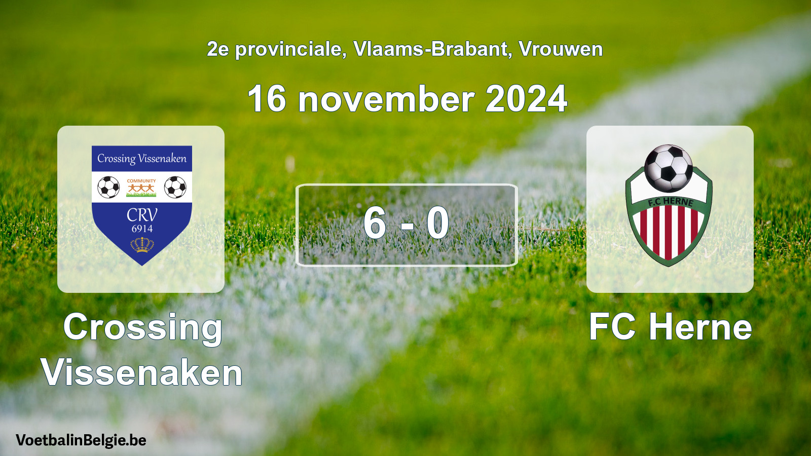 Gespieltes Spiel frauen-Fußball: Crossing Vissenaken - FC Herne 6 - 0 (16 November 2024)