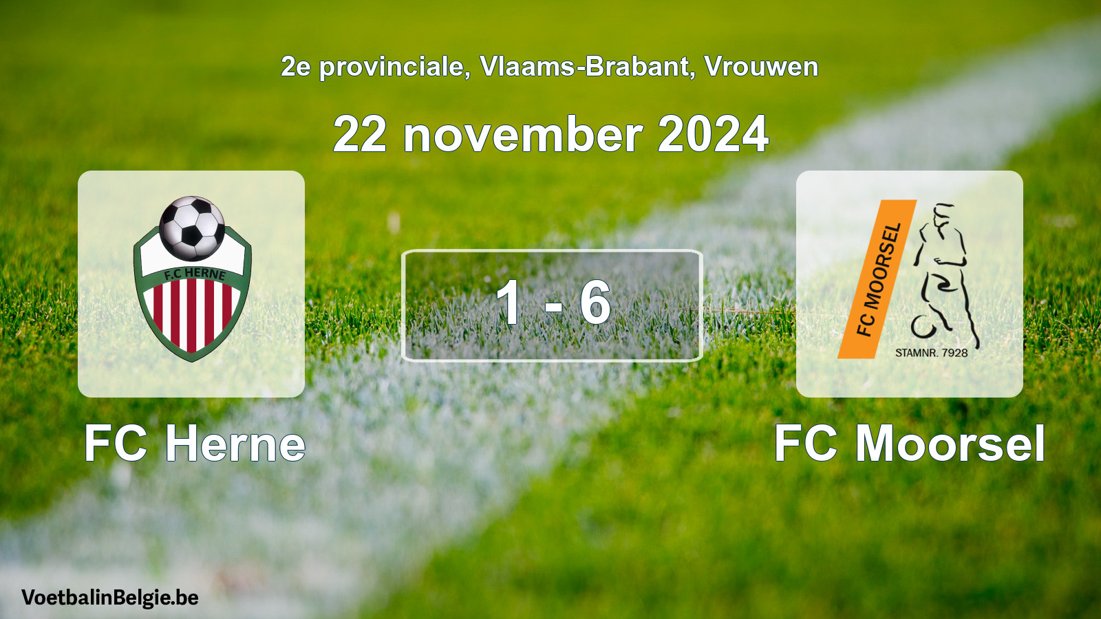 Gespeelde wedstrijd vrouwenvoetbal: FC Herne - FC Moorsel 1 - 6 (22 november 2024)