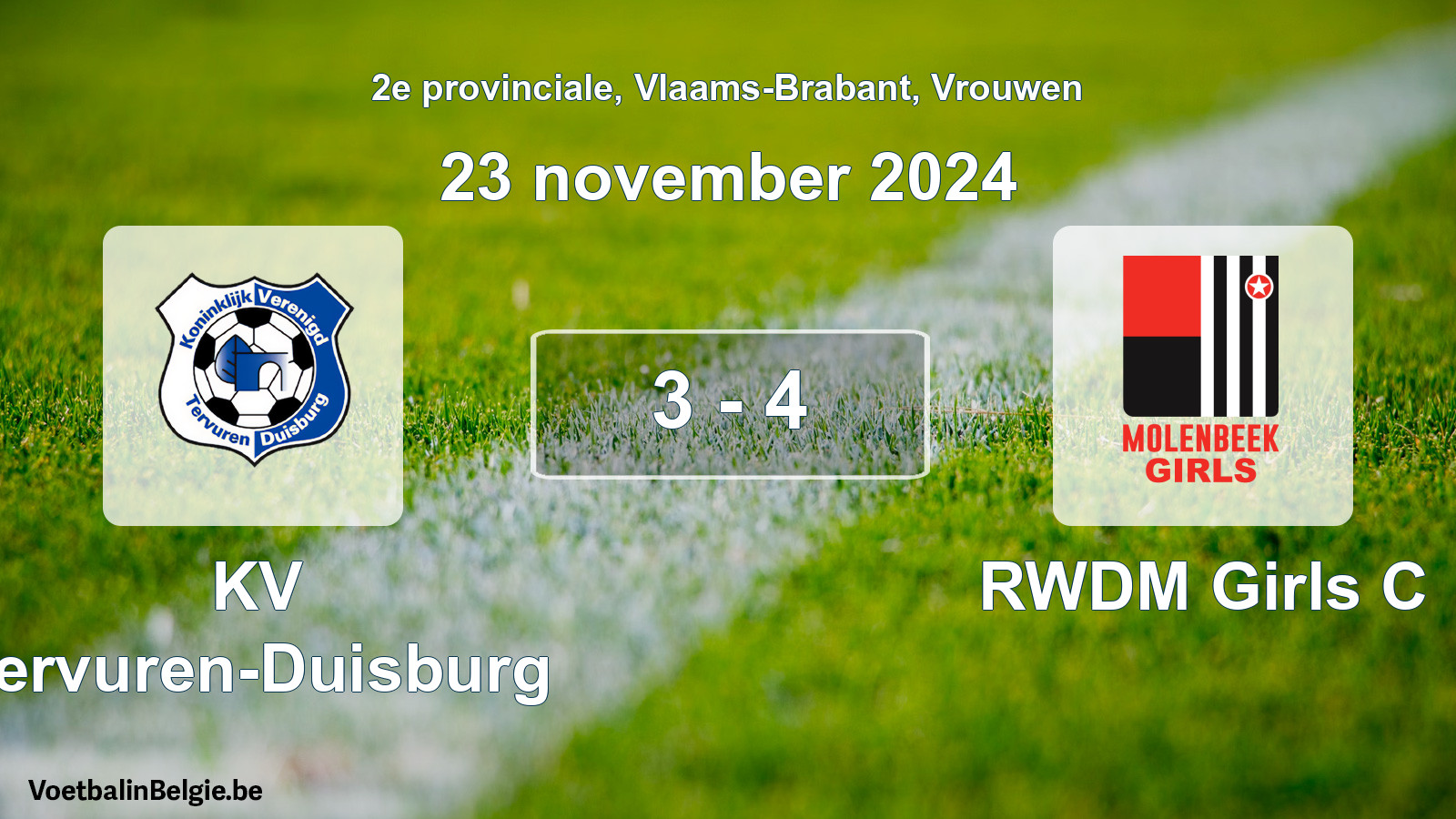 Gespeelde wedstrijd vrouwenvoetbal: KV Tervuren-Duisburg - RWDM Girls C 3 - 4 (23 november 2024)