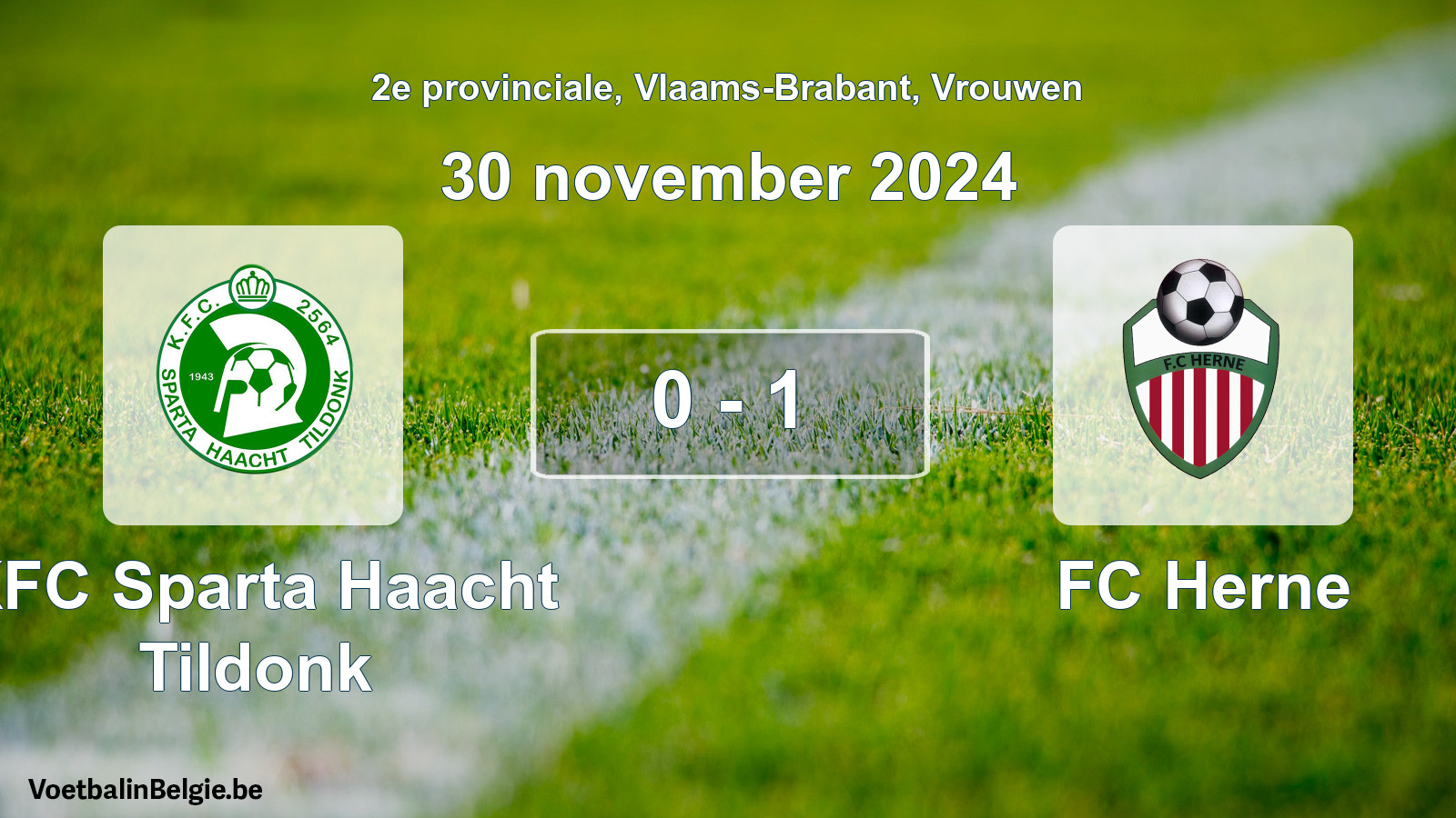Gespeelde wedstrijd vrouwenvoetbal: KFC Sparta Haacht Tildonk - FC Herne 0 - 1 (30 november 2024)