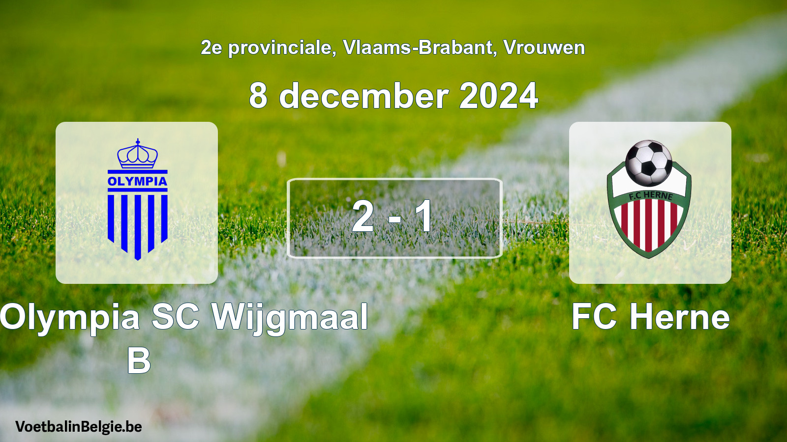 Played match women football: Kon. Olympia SC Wijgmaal B - FC Herne 2 - 1 (8 December 2024)