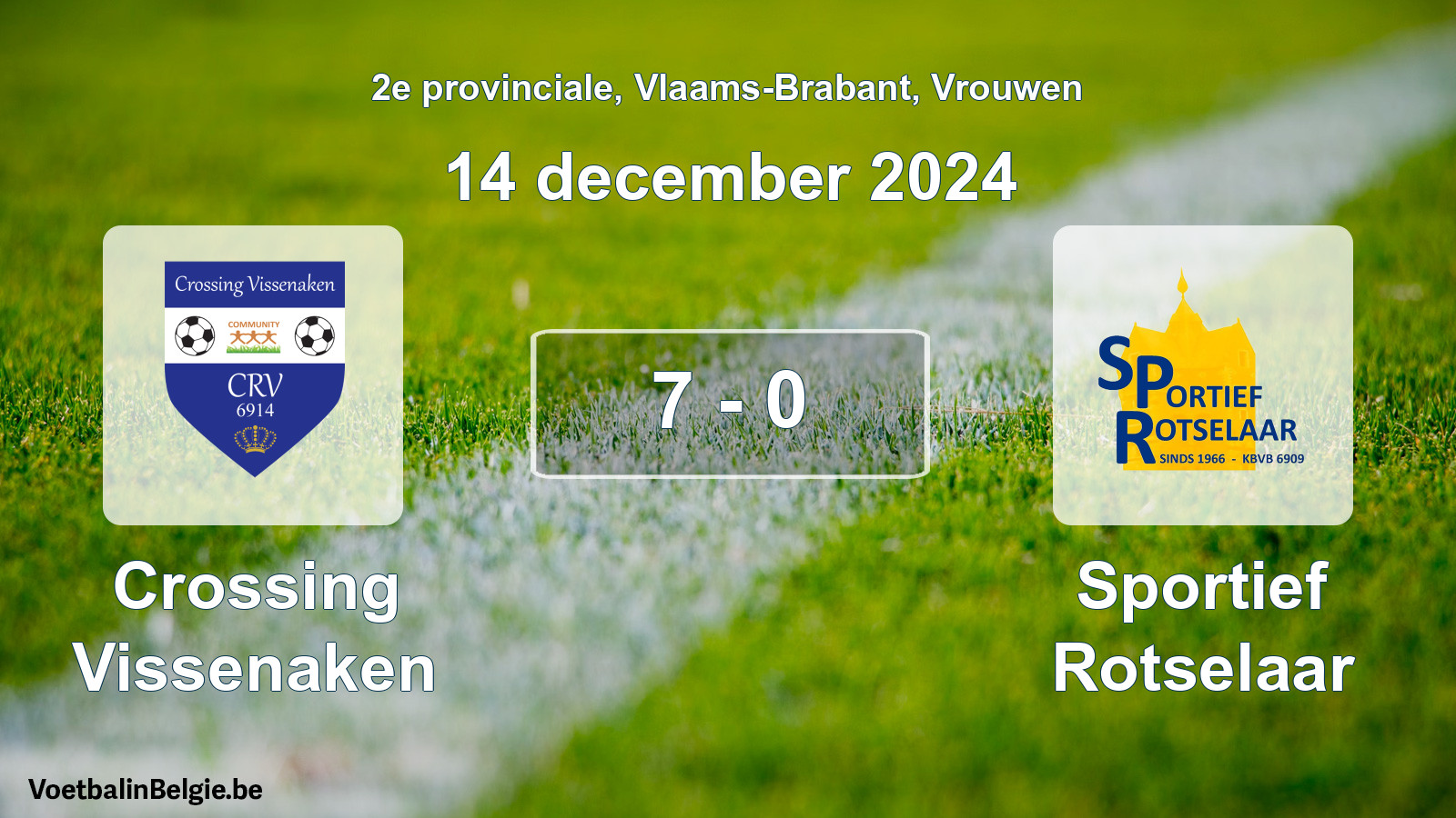 Gespeelde wedstrijd vrouwenvoetbal: Crossing Vissenaken - Sportief Rotselaar 7 - 0 (14 december 2024)