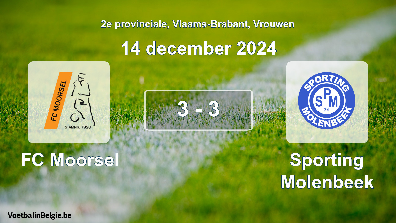 Played match women football: FC Moorsel - Sporting Molenbeek 3 - 3 (14 December 2024)