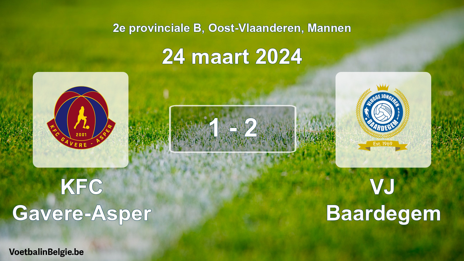 Gespeelde wedstrijd mannenvoetbal: KFC Gavere-Asper - VJ Baardegem 1 - 2 (24 maart 2024)