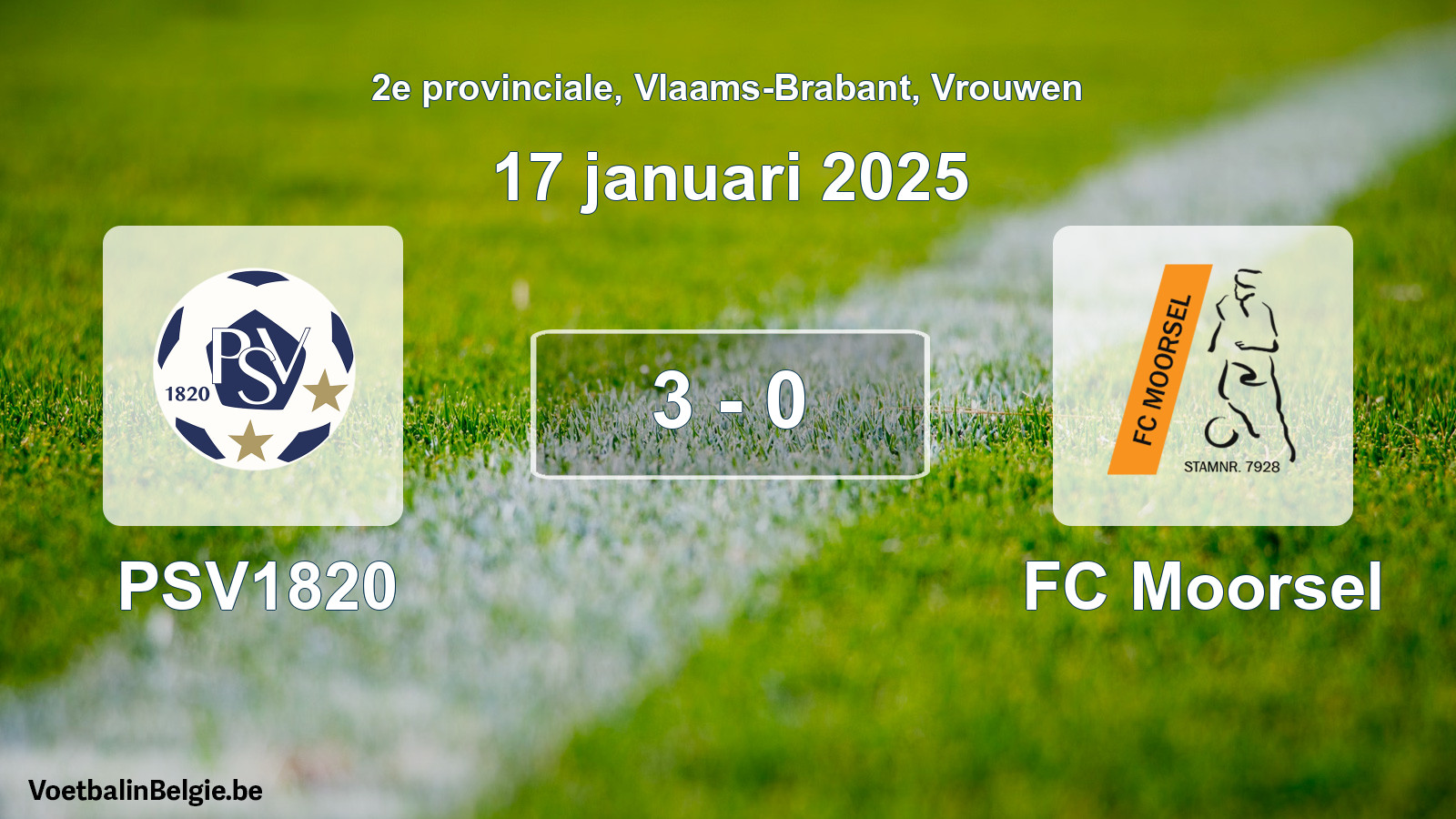 Played match women football: PSV1820 - FC Moorsel 3 - 0 (17 January 2025)