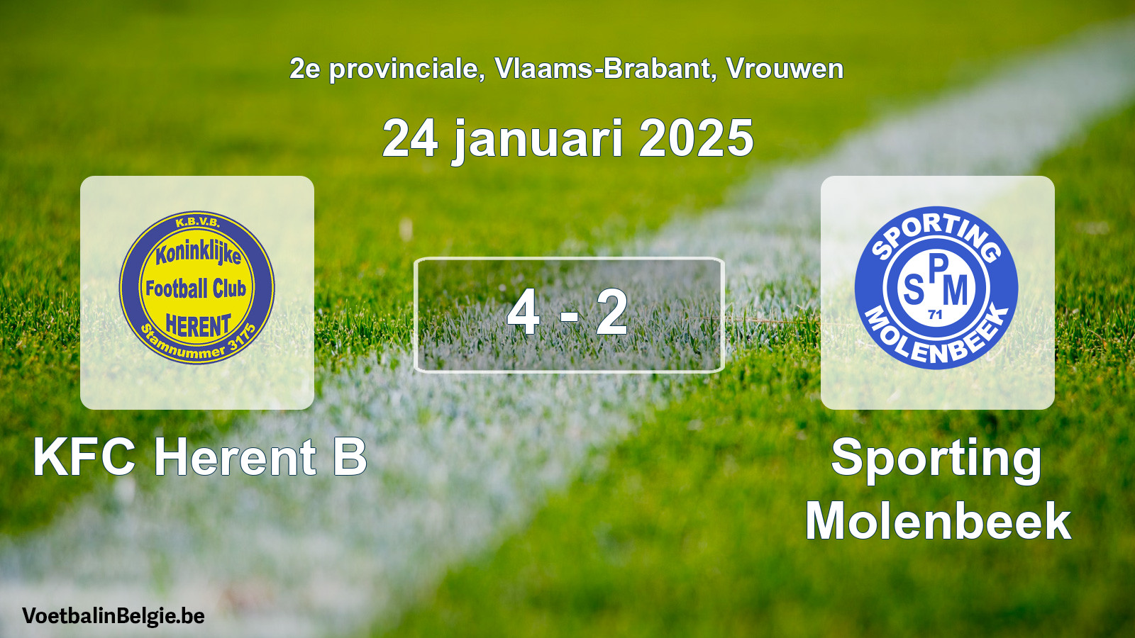 Played match women football: KFC Herent B - Sporting Molenbeek 4 - 2 (24 January 2025)
