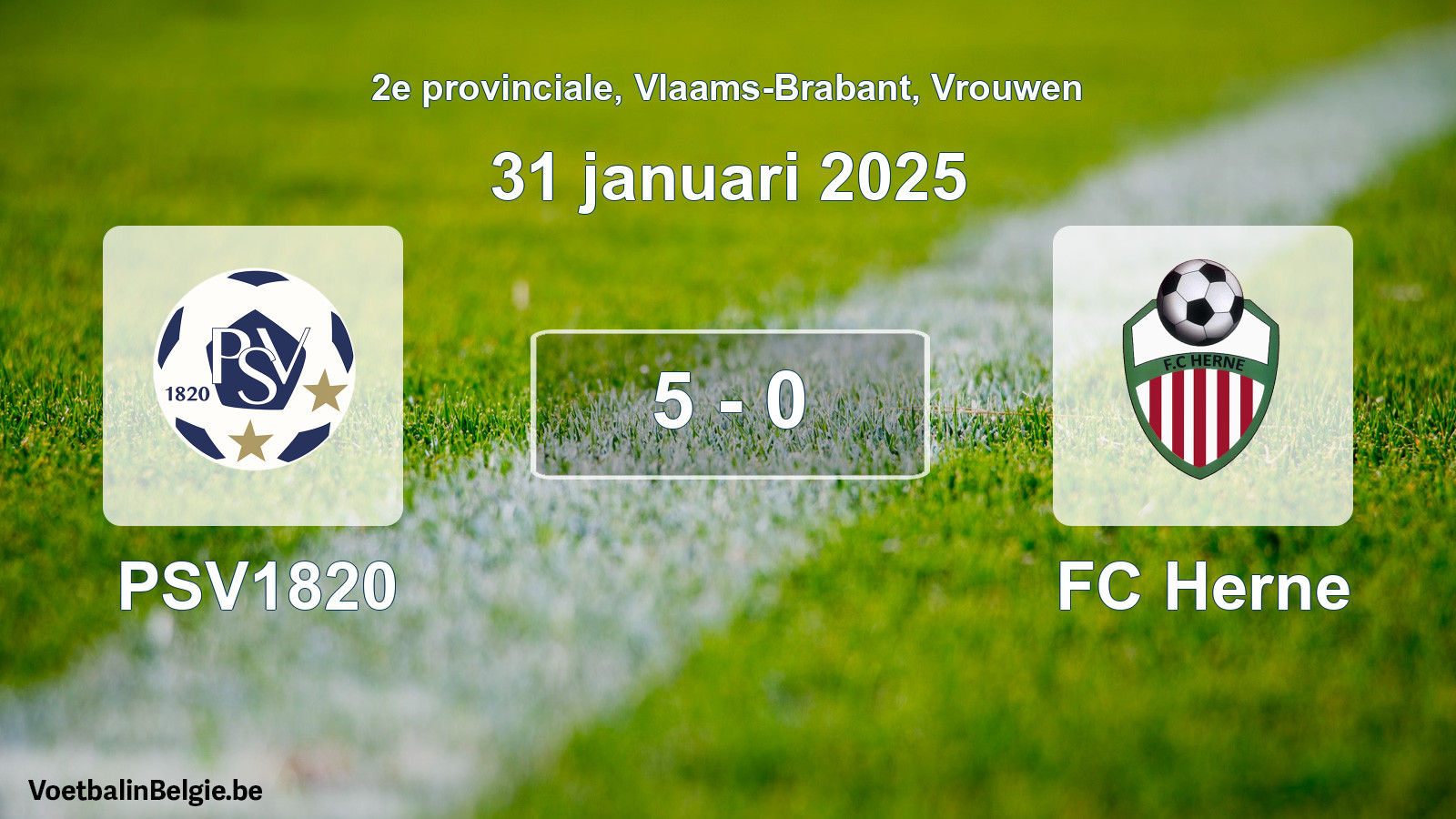 Gespeelde wedstrijd vrouwenvoetbal: PSV1820 - FC Herne 5 - 0 (31 januari 2025)