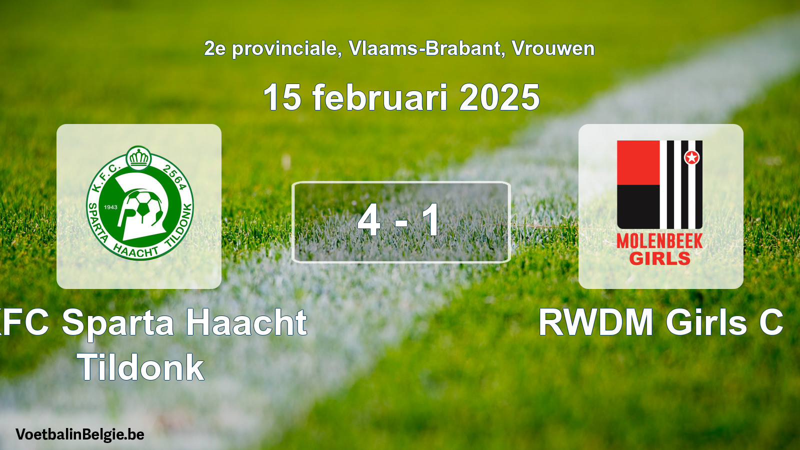 Gespeelde wedstrijd vrouwenvoetbal: KFC Sparta Haacht Tildonk - RWDM Girls C 4 - 1 (15 februari 2025)