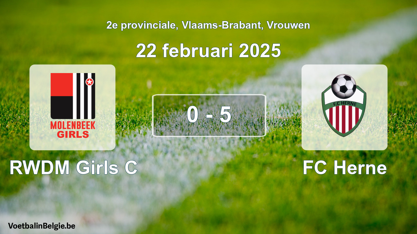 Gespeelde wedstrijd vrouwenvoetbal: RWDM Girls C - FC Herne 0 - 5 (22 februari 2025)