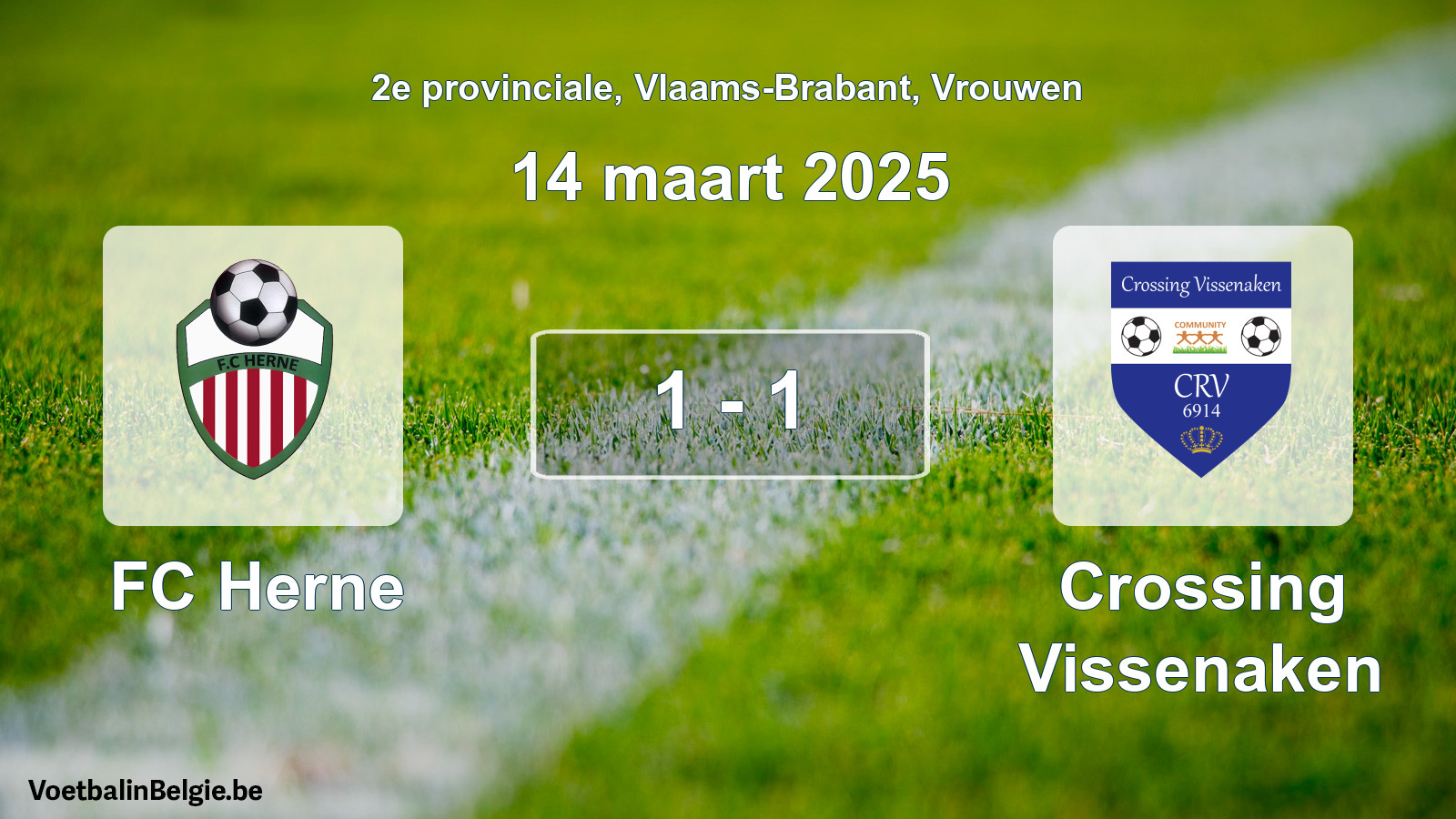 Gespeelde wedstrijd vrouwenvoetbal: FC Herne - Crossing Vissenaken 1 - 1 (14 maart 2025)