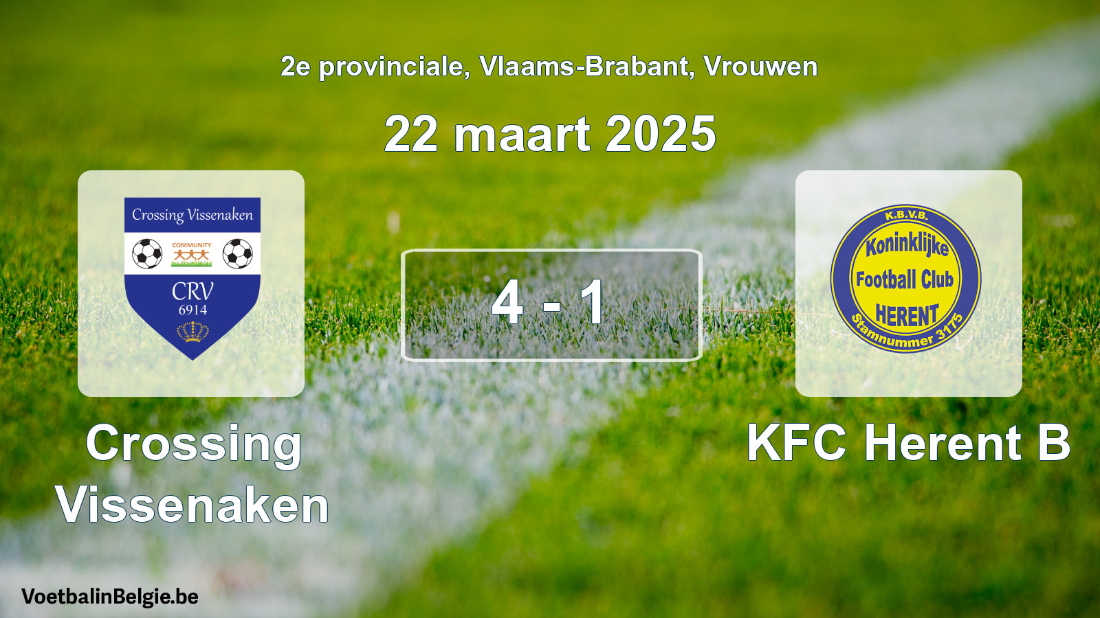 Gespeelde wedstrijd vrouwenvoetbal: Crossing Vissenaken - KFC Herent B 4 - 1 (22 maart 2025)