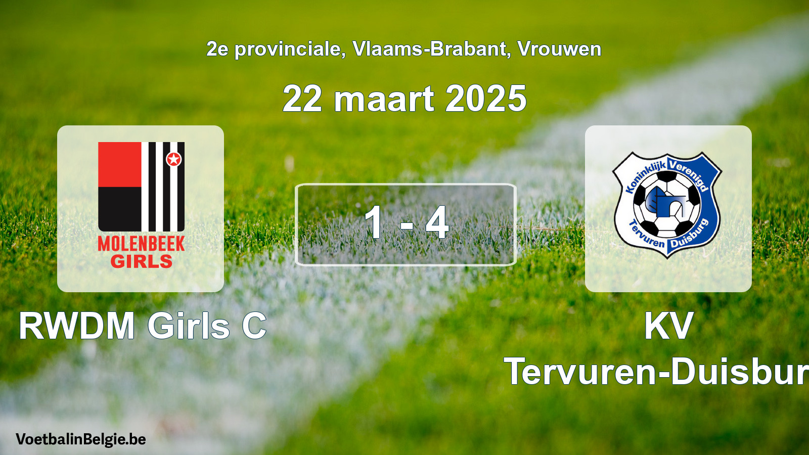 Gespeelde wedstrijd vrouwenvoetbal: RWDM Girls C - KV Tervuren-Duisburg 1 - 4 (22 maart 2025)