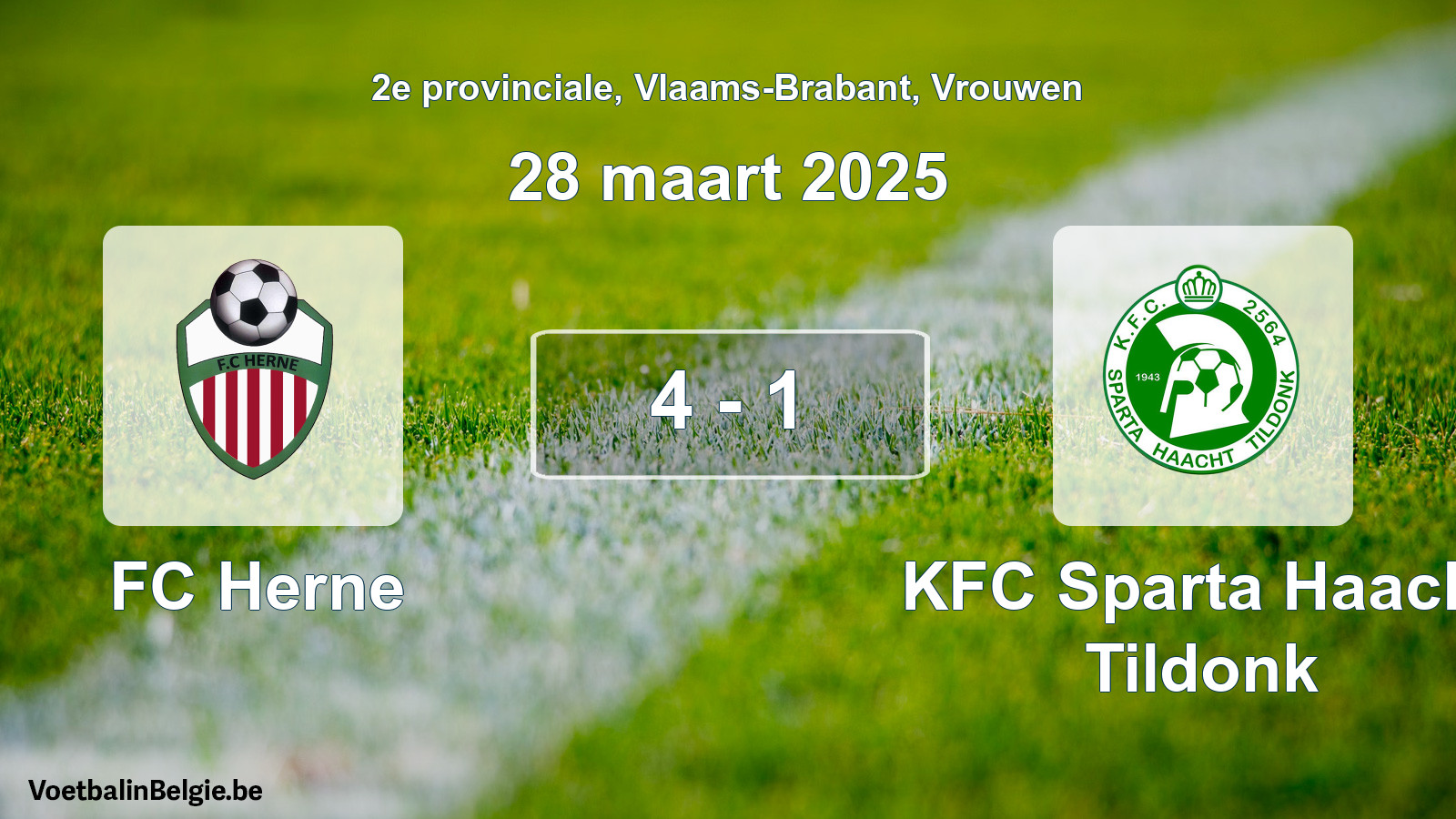 Gespeelde wedstrijd vrouwenvoetbal: FC Herne - KFC Sparta Haacht Tildonk 4 - 1 (28 maart 2025)
