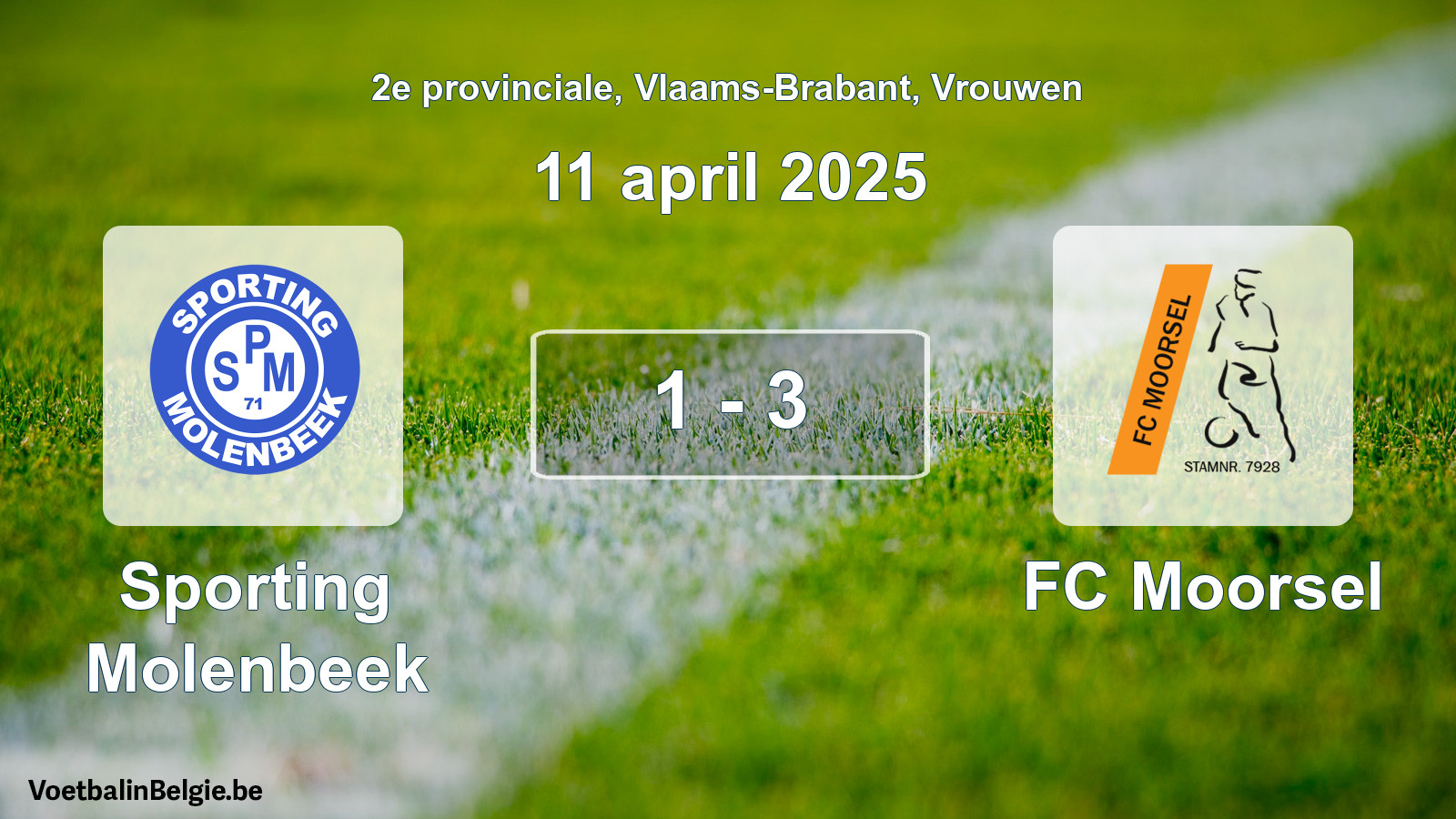 Played match women football: Sporting Molenbeek - FC Moorsel 1 - 3 (11 April 2025)