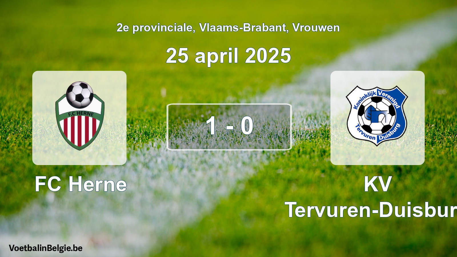 Gespeelde wedstrijd vrouwenvoetbal: FC Herne - KV Tervuren-Duisburg 1 - 0 (25 april 2025)