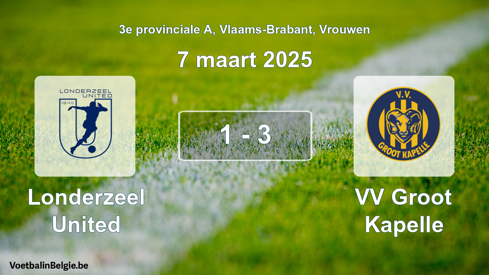 Gespeelde wedstrijd vrouwenvoetbal: Londerzeel United - VV Groot Kapelle 1 - 3 (7 maart 2025)
