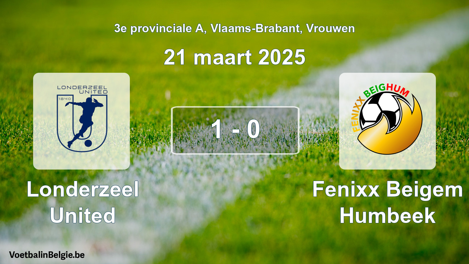 Gespeelde wedstrijd vrouwenvoetbal: Londerzeel United - Fenixx Beigem Humbeek 1 - 0 (21 maart 2025)