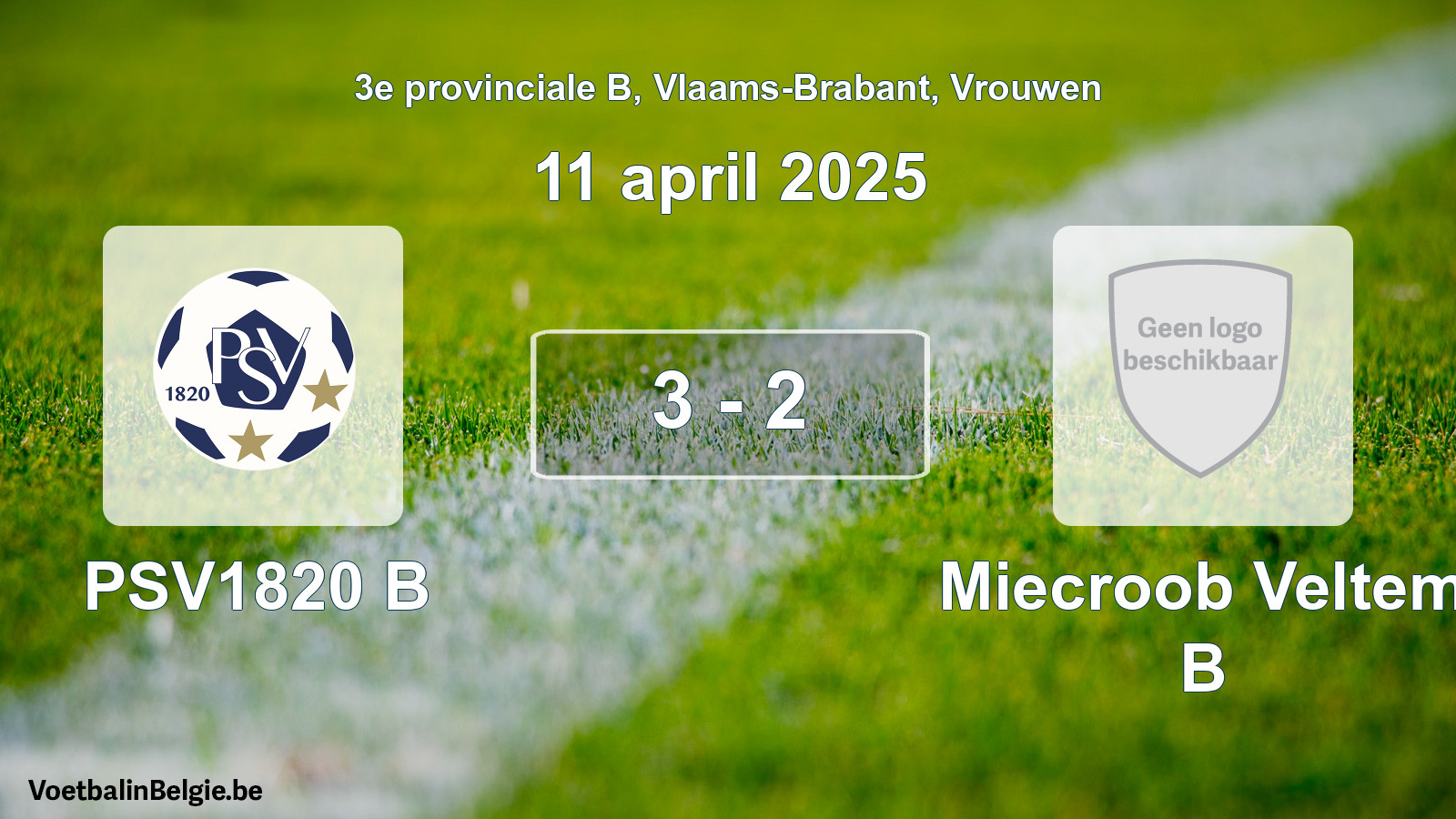 Gespeelde wedstrijd vrouwenvoetbal: PSV1820 B - Miecroob Veltem B 3 - 2 (11 april 2025)