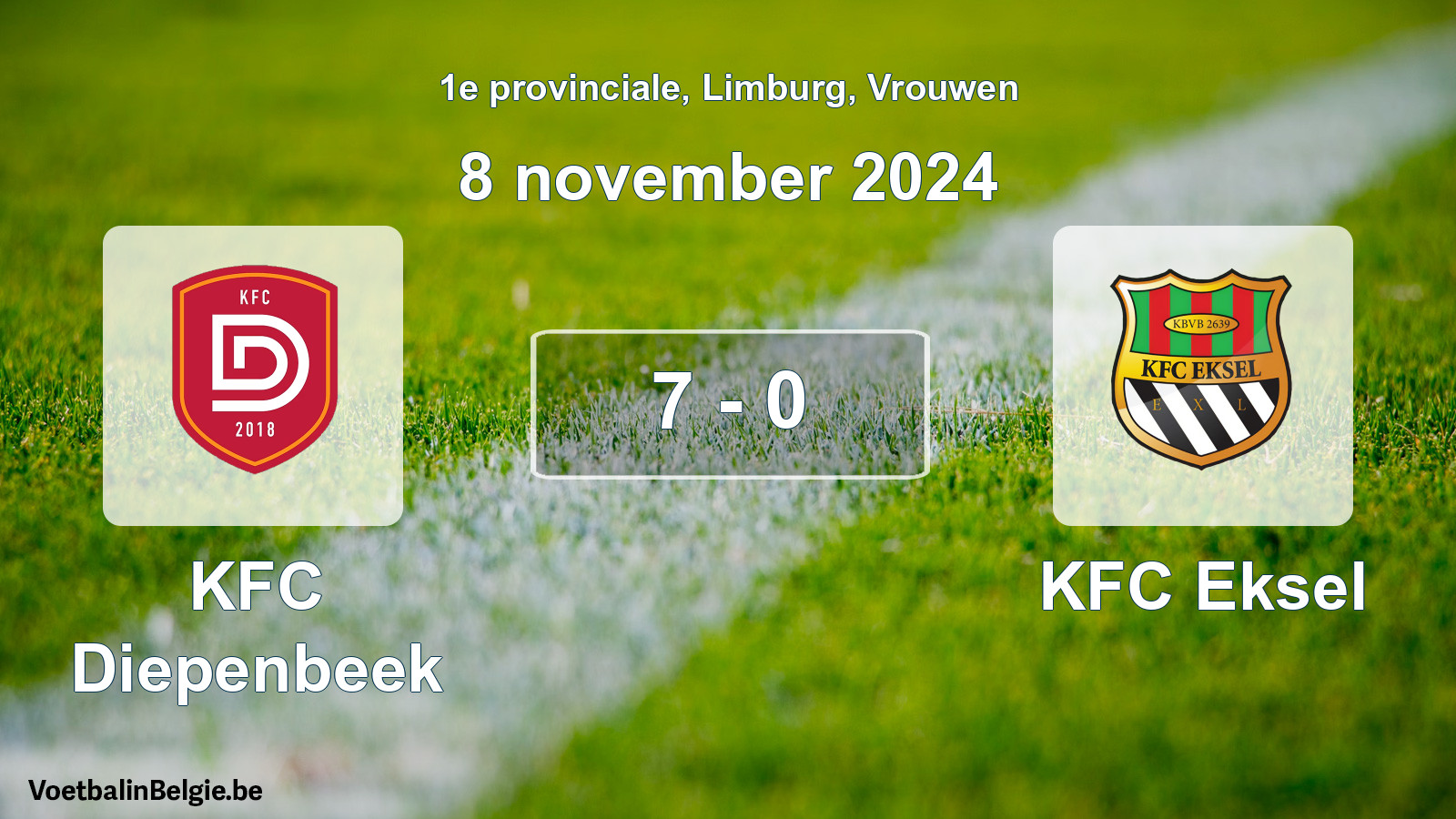 Gespeelde wedstrijd vrouwenvoetbal: KFC Diepenbeek - KFC Eksel 7 - 0 (8 november 2024)