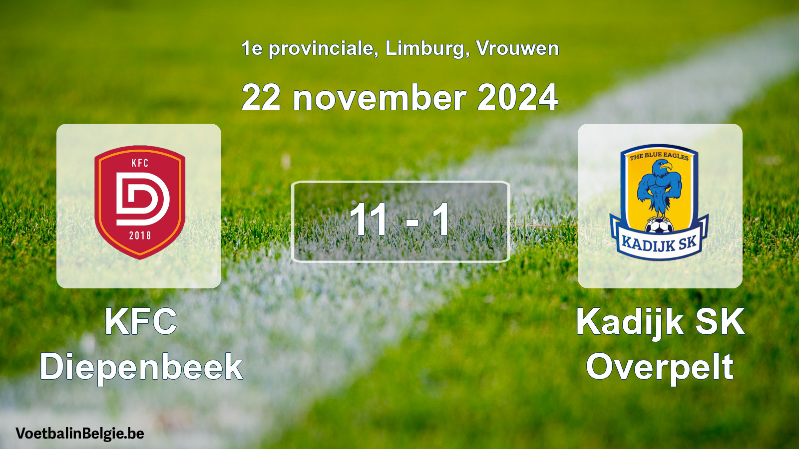 Played match women football: KFC Diepenbeek - Kadijk SK Overpelt 11 - 1 (22 November 2024)