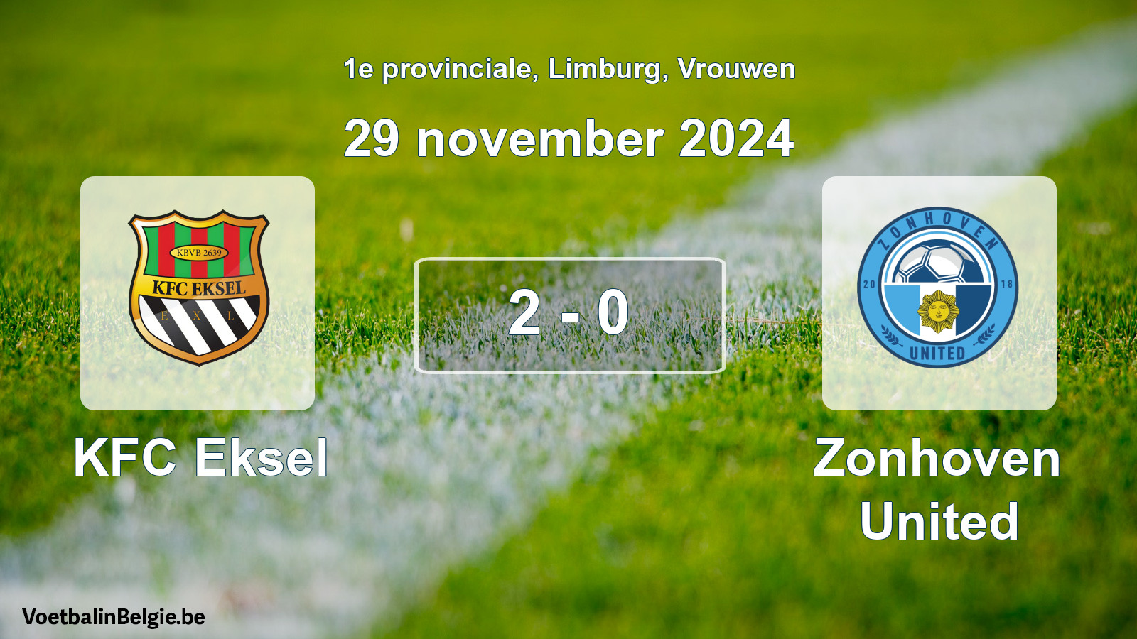 Gespeelde wedstrijd vrouwenvoetbal: KFC Eksel - Zonhoven United 2 - 0 (29 november 2024)