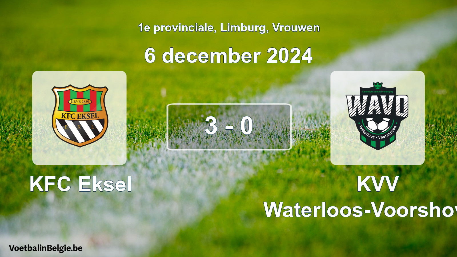 Gespeelde wedstrijd vrouwenvoetbal: KFC Eksel - KVV Waterloos-Voorshoven 3 - 0 (6 december 2024)